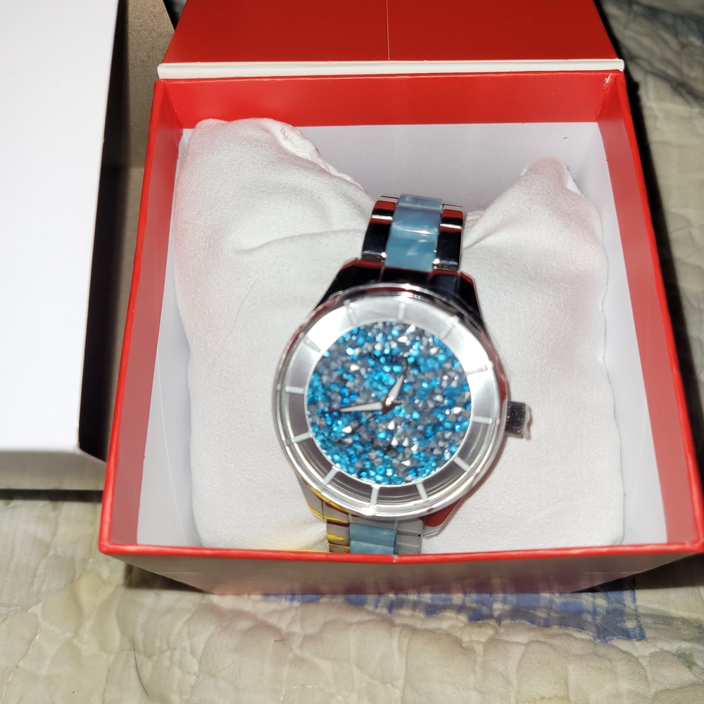 Blue Glitter Dial Watch